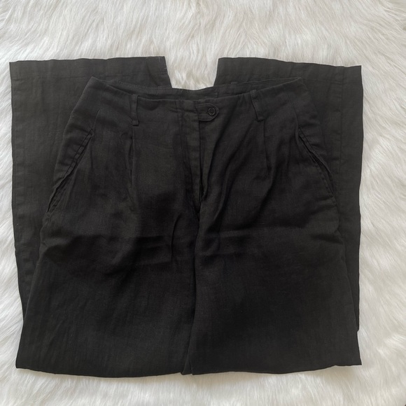 Reformation Pants - Reformation 100% Linen Pants Black Casual Wide Leg Cropped Ankle Size 4 - GUC